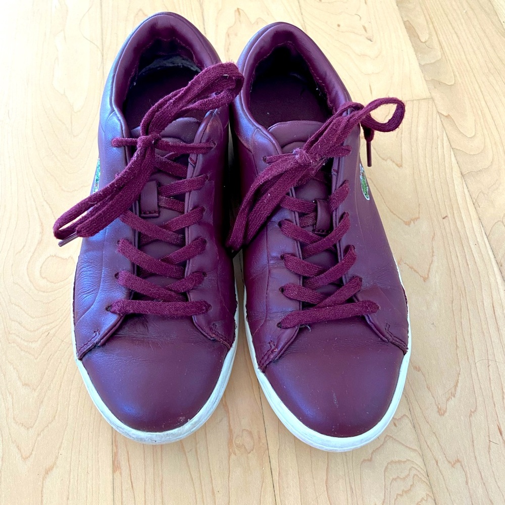 Lacoste ox blood red leather womens sneakers size 7